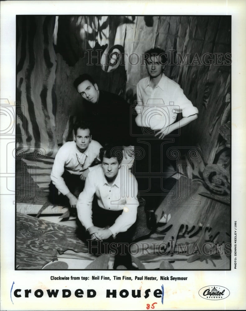 1991 Press Photo Neil Finn, Tim Finn Paul Hester &amp; Nick Seymour of Crowded House-Historic Images