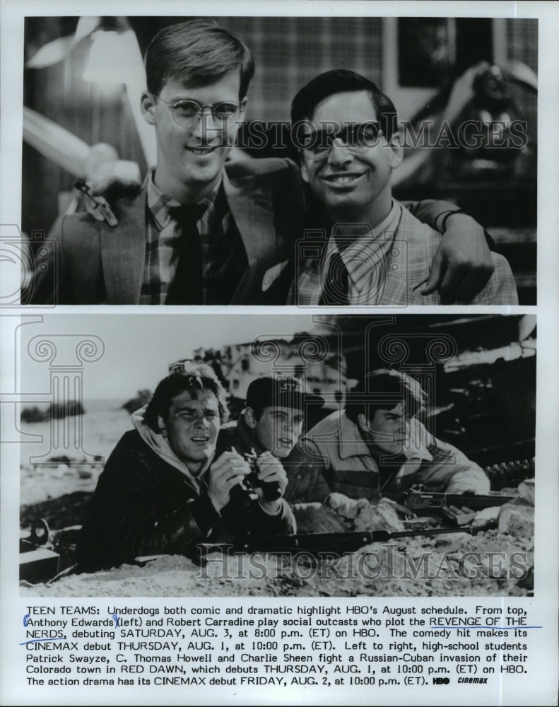 1985, Scenes from Revenge of the Nerds and Red Dawn, on Cinemax. - Historic Images
