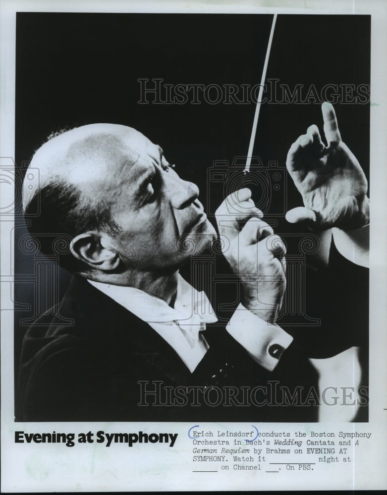 1976, Erich Leinsdorf conducts on Evening At Symphony, on PBS. - Historic Images