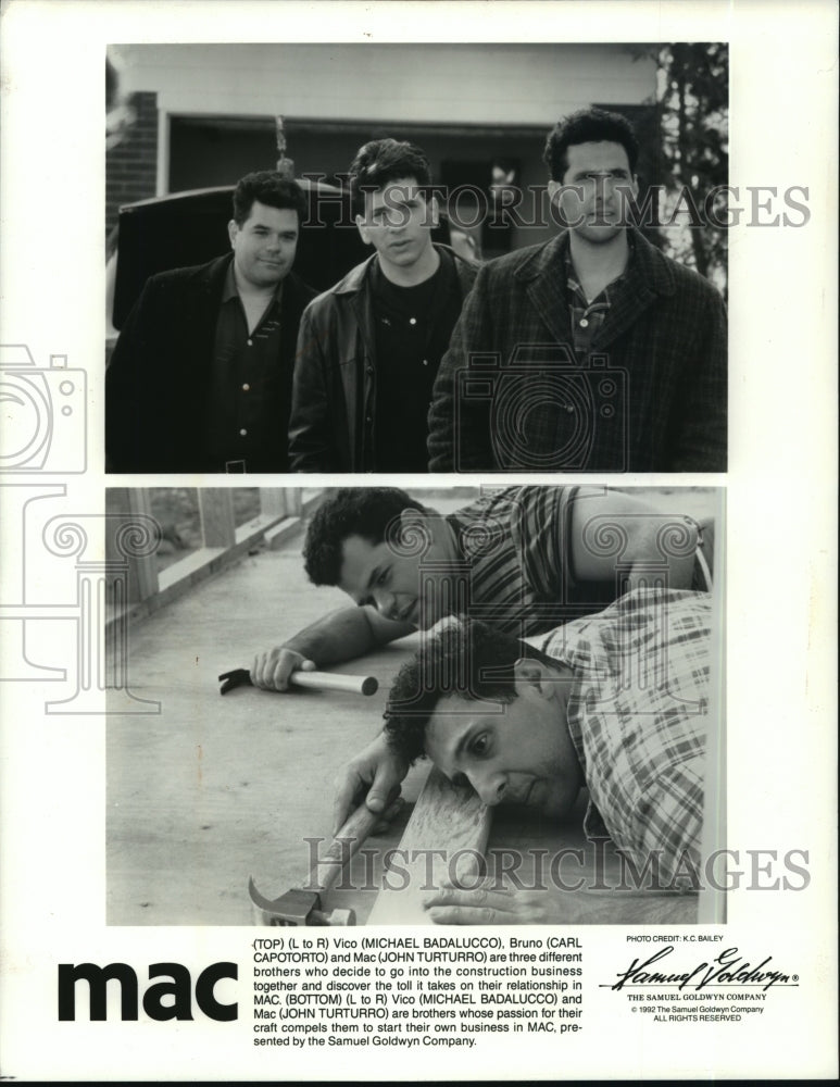 1992 Press Photo Michael Badalucco, Carl Capotorto &amp; John Turturro star in Mac. - Historic Images