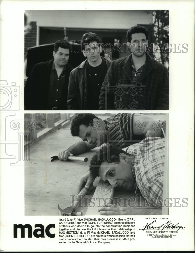 1992 Press Photo Michael Badalucco, Carl Capotorto & John Turturro star in Mac. - Historic Images