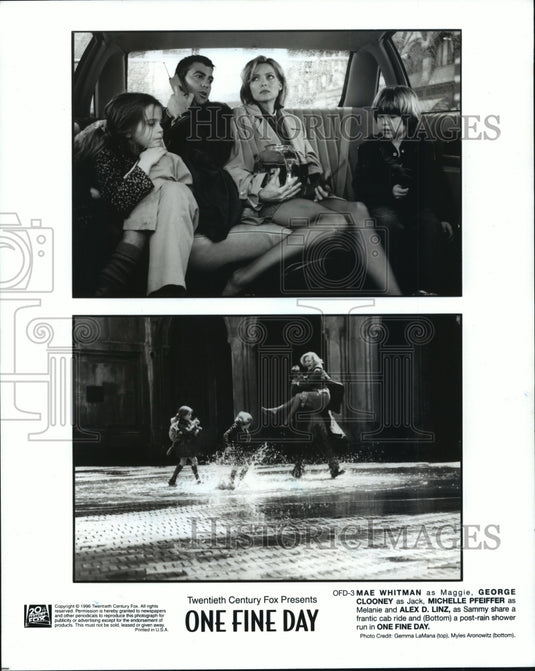 1996, Mae Whitman, George Clooney & Michelle Pfeiffer in One Fine Day - Historic Images