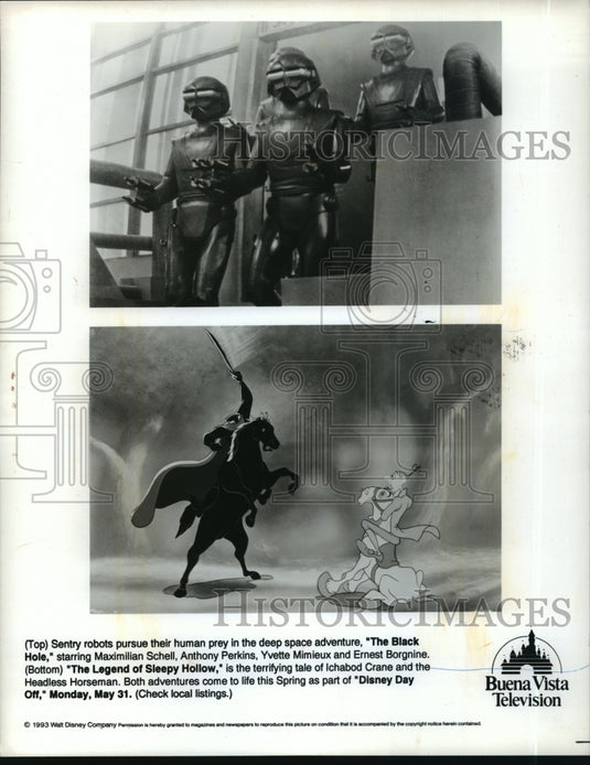 1993 Press Photo Scenes from The Black Hole and The Legend of Sleepy Hollow. - Historic Images