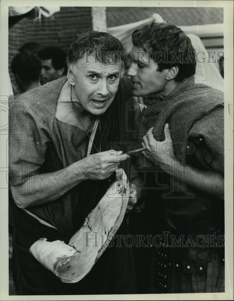 1985 Press Photo Richard Kiley and Neil Dickson on A.D., on NBC. - mjp11428 - Historic Images