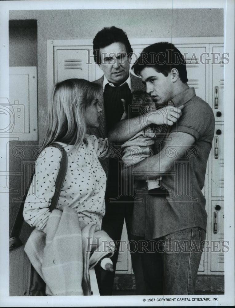 1987, Danny Aiello, Patricia Arquette &amp; Dermot Mulroney in Daddy. - Historic Images