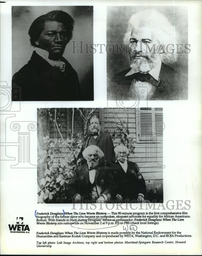 1994 Press Photo Frederick Douglass profiled on When the Lion Wrote History. - Historic Images