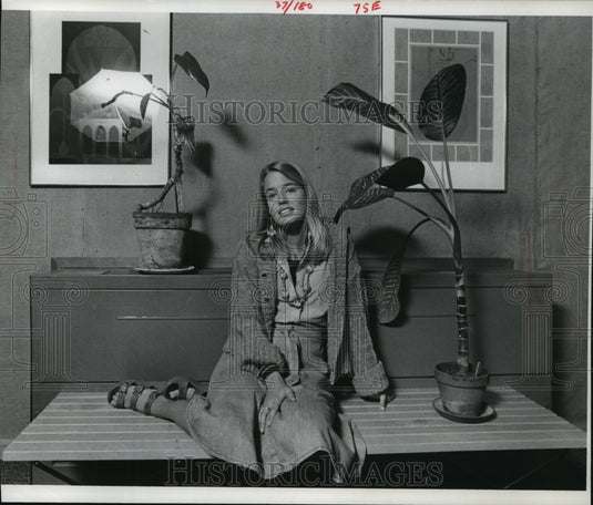 1977, Artist Peggy Thurston Farrell in Union Gallery, Carroll College - Historic Images