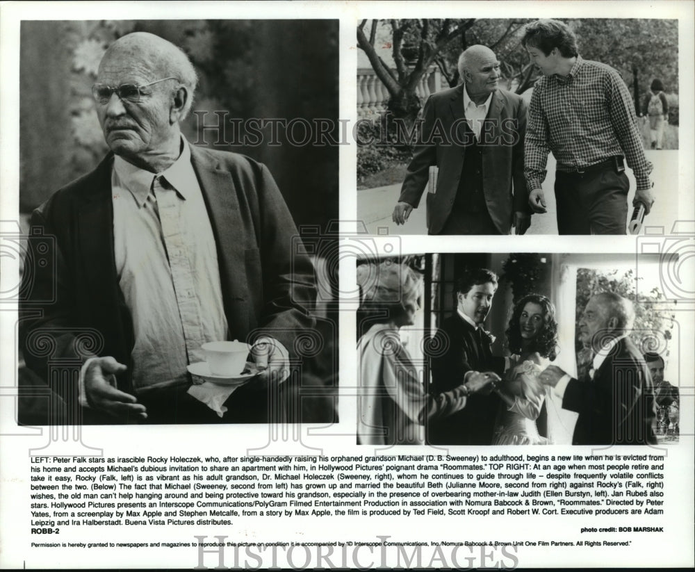 1995 Press Photo Peter Falk, D.B Sweeney &amp; Ellen Burstyn star in Roommates. - Historic Images