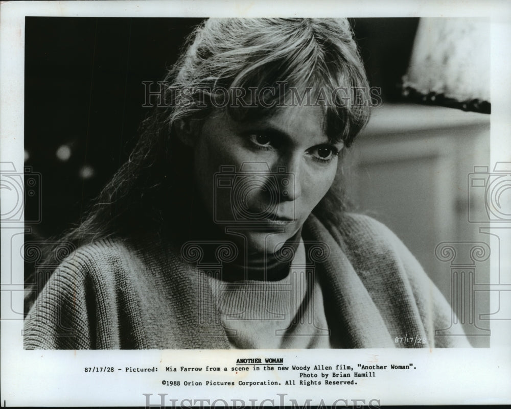 1988 Press Photo Actress Mia Farrow in Woody Allen Film &quot;Another Woman&quot; - Historic Images