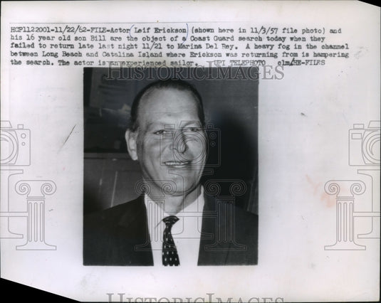 1957 Press Photo Actor Leif Erickson and son missing off Catalina Island.-Historic Images