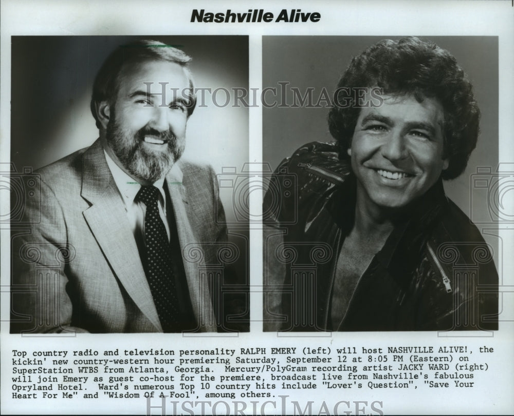 1984 Press Photo Ralph Emery, Jacky Ward for "Nashville Alive!" TV Series-Historic Images