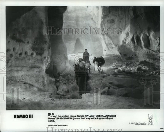 1988, Sylvester Stallone and Sasson Gabal star in Rambo III. - Historic Images