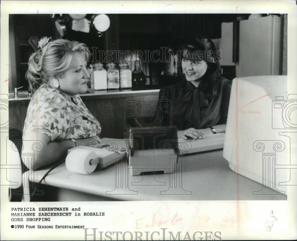 1990 Press Photo Patricia Zehentmayr stars Saegebrecht in Rosalie Goes Shopping. - Historic Images