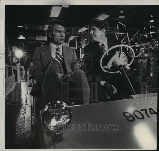1977, Actor Tommy Lee Jones, Edward Hermann Filming "The Betsy" - Historic Images