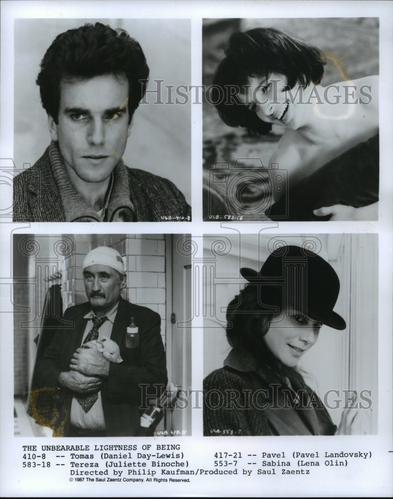 1987 Press Photo "The Unbearable Lightness of Being" Cast, Daniel Day-Lewis - Historic Images