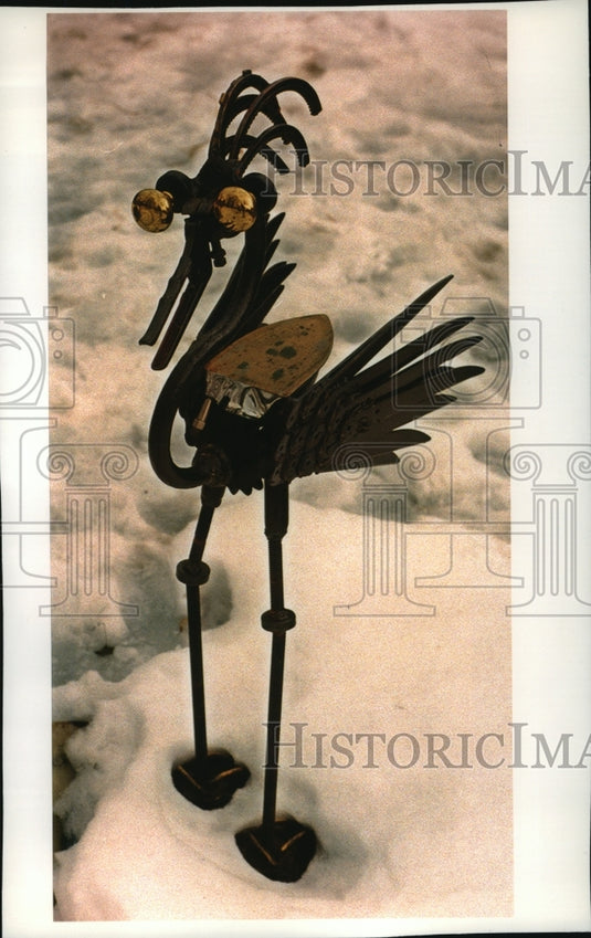 1994, Welded Steel Sculpture with Brass Doorknob Eyes - mjp11937 - Historic Images