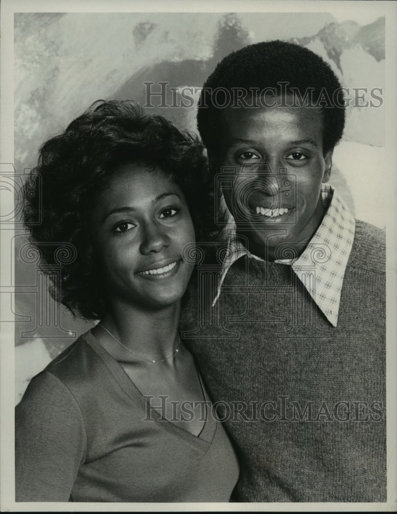 1977 Press Photo Actress Berlinda Tolbert, Damon Evans for &quot;The Jeffersons&quot; CBS - Historic Images