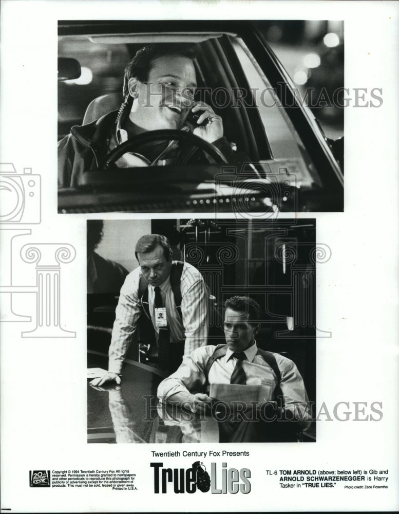 1994 Press Photo Tom Arnold &amp; Arnold Schwarzenegger in &quot;True Lies&quot; - mjp12369 - Historic Images