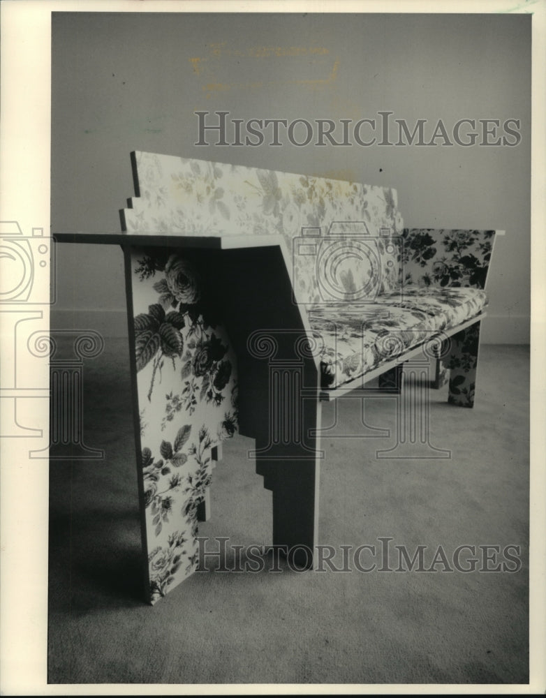1987, A piece in the Rank-Emmerling line of wallpapered furniture - Historic Images