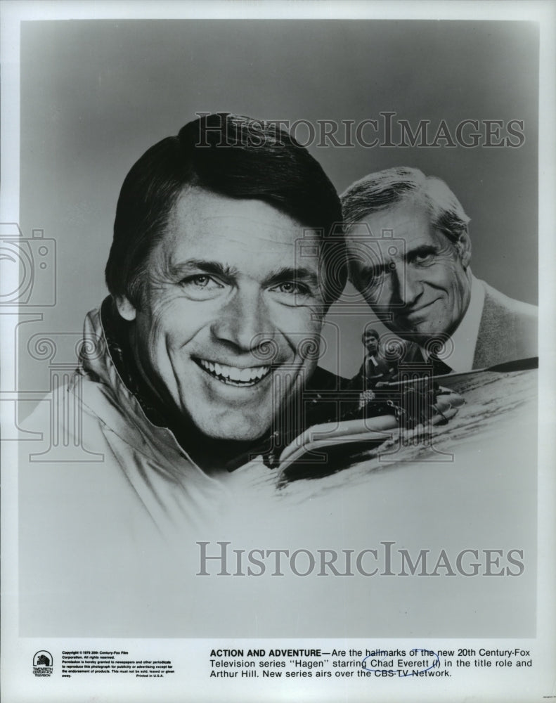 1979 Press Photo Chad Everett and Arthur Hill star on Hagen, on