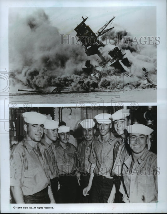 1991 Press Photo Patten Brothers Aboard USS Nevada in "Remember Pearl Harbor" - Historic Images