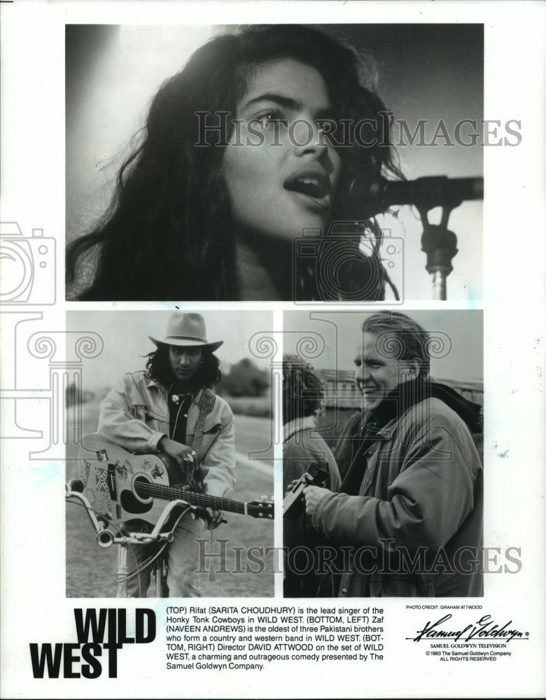 1993 Press Photo Sarita Choudhury, Naveen Andrews in "Wild West" Movie - Historic Images