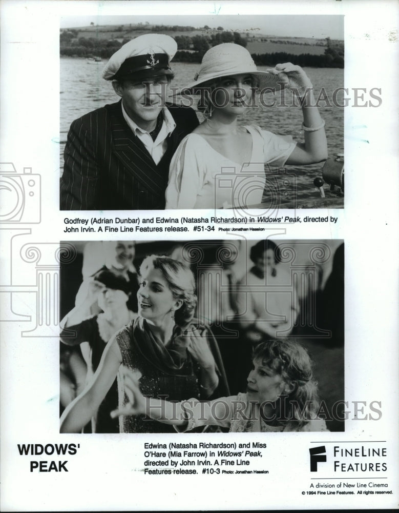 1994 Press Photo Natasha Richardson and Adrian Dunbar star in Widows' Peak. - Historic Images