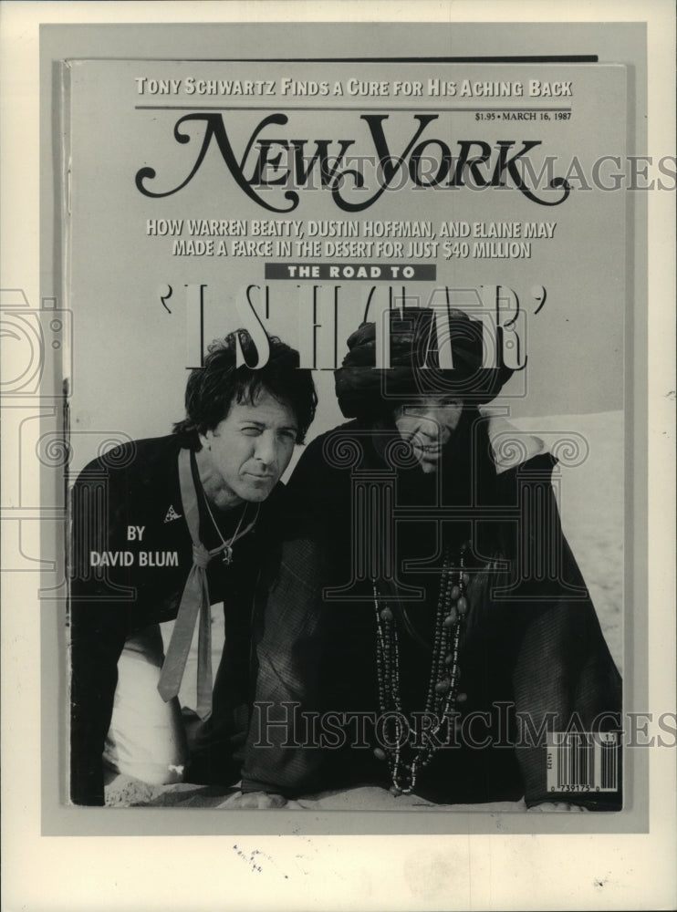 1987 Press Photo Dustin Hoffman and Warren Beatty on New York Magazine. - Historic Images