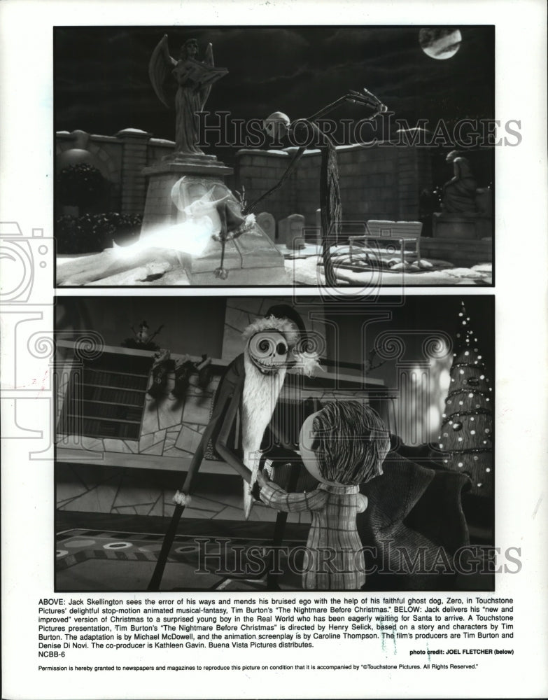 1993 Press Photo Scenes from Tim Burton's "The Nightmare Before Christmas" Movie - Historic Images