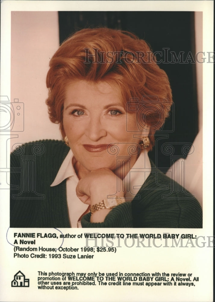 1993 Press Photo Fannie Flagg, Author &quot;Welcome to the World Baby Girl: A Novel&quot; - Historic Images