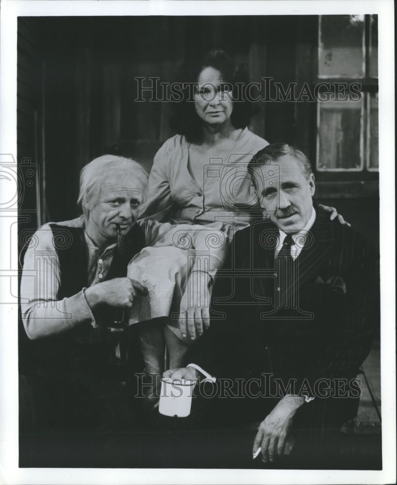 1975, Ed Flanders, Colleen Dewhurst, Jason Robards, actors on ABC. - Historic Images