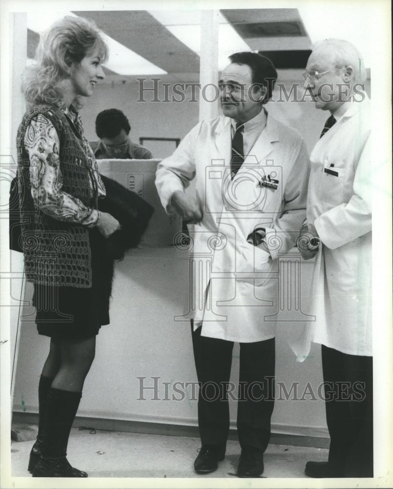1986 Press Photo Christina Pickies, Ed Flanders, Norman Lloyd actors on NBC-TV. - Historic Images