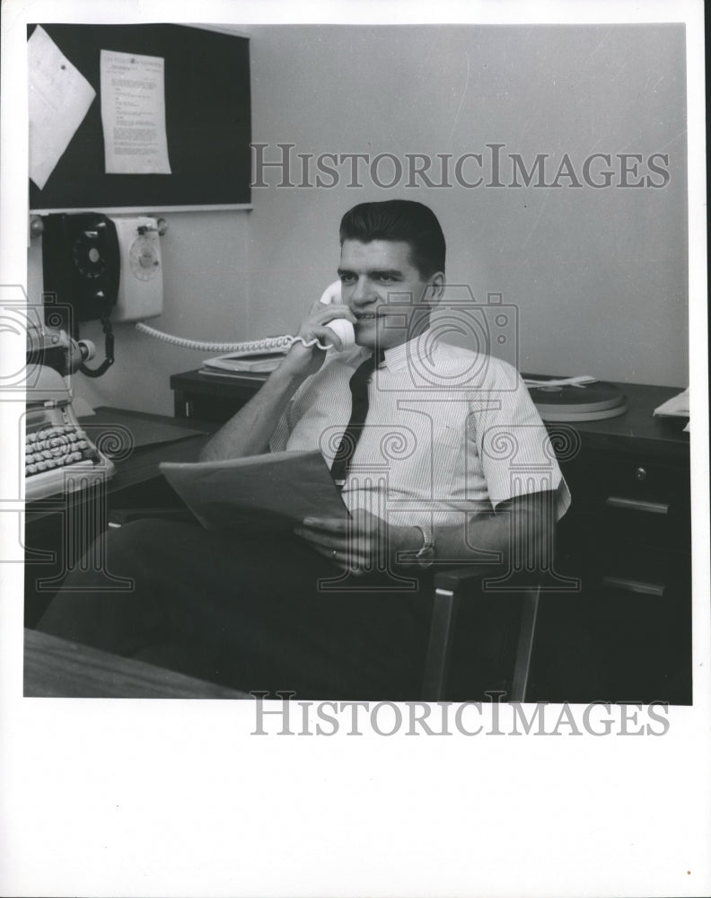 1966, Edward Ferber talking on the phone - mjp13319 - Historic Images