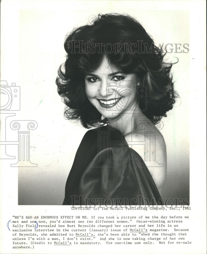 1981 Press Photo Oscar winning Actress Sally Field. - mjp13430- Historic Images
