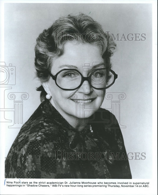 1985, Actress Nina Foch star of supernatural series "Shadow Chasers" - Historic Images