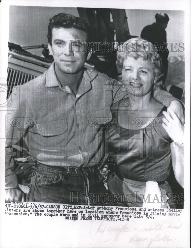 1957, Actor Anthony Franciosa &amp; wife Shelley Winters, &quot;Obsession&quot;, NV - Historic Images