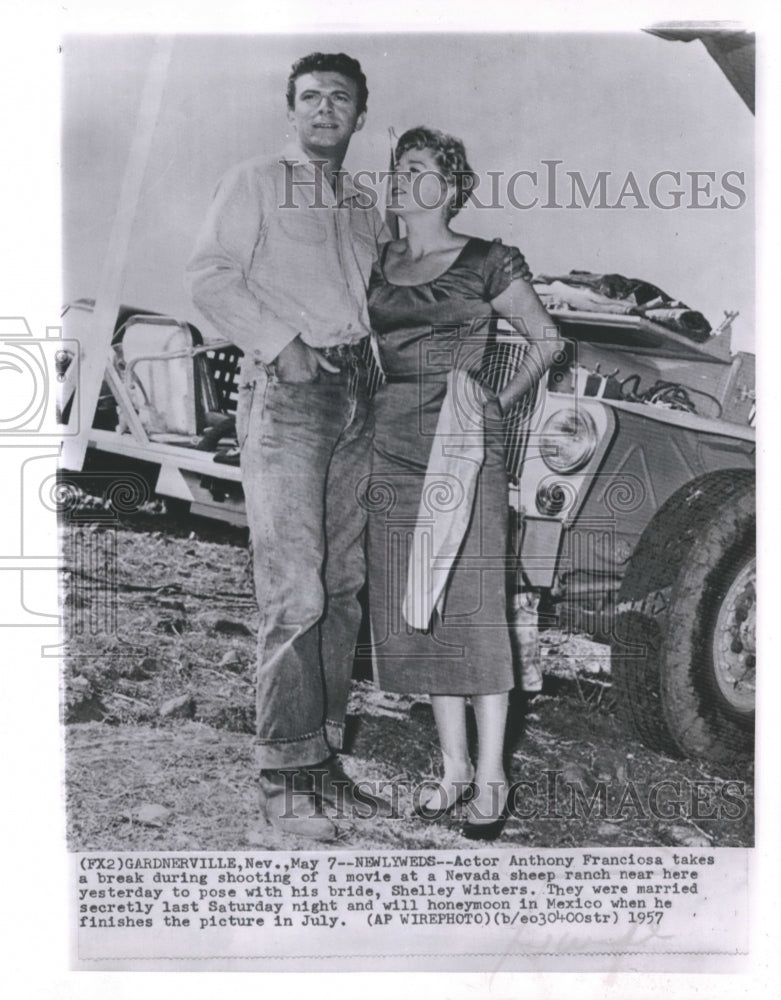 1967 Anthony Francisca poses with his bride, Shelley Winters, Nevada - Historic Images