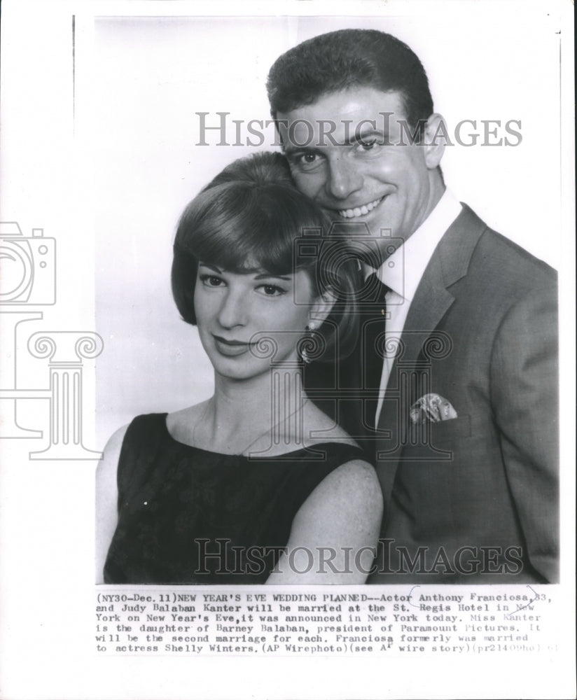 1961, Tony Franciosa and Judy Balaban Kanter announce wedding plans. - Historic Images