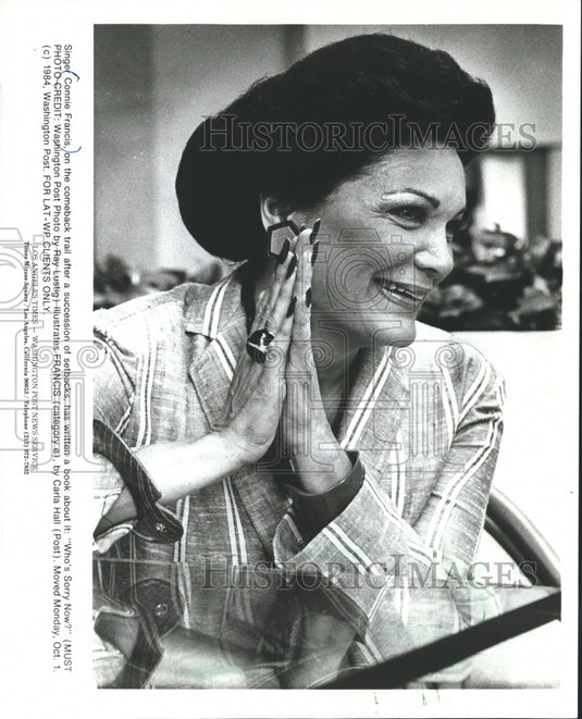 1984 Press Photo Actress and Singer Connie Francis - mjp13918 - Historic Images