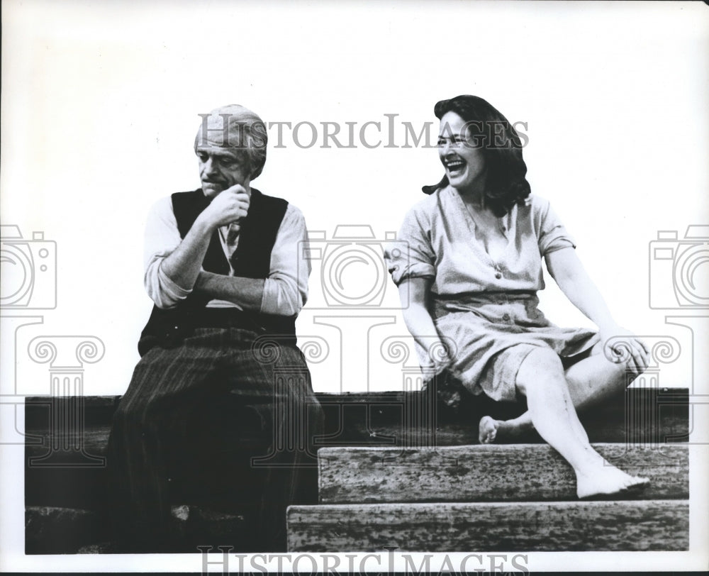 1975, Jason Robards, Colleen Dewhurst in "A Moon for the Misbegotten" - Historic Images