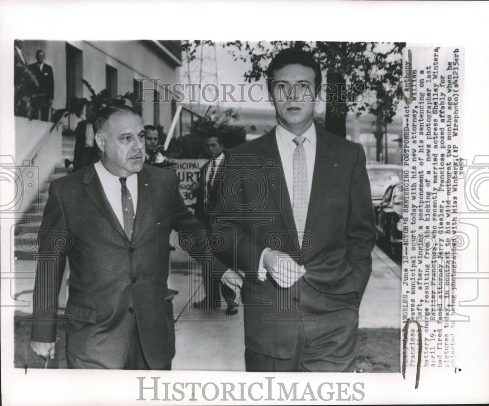1957, Actor Anthony Franciosa with attorney William Keenthal - Historic Images