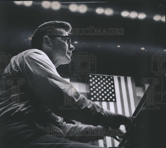1964, Pianist Teicher of Ferrante-Teicher duo rehearse in Milwaukee. - Historic Images