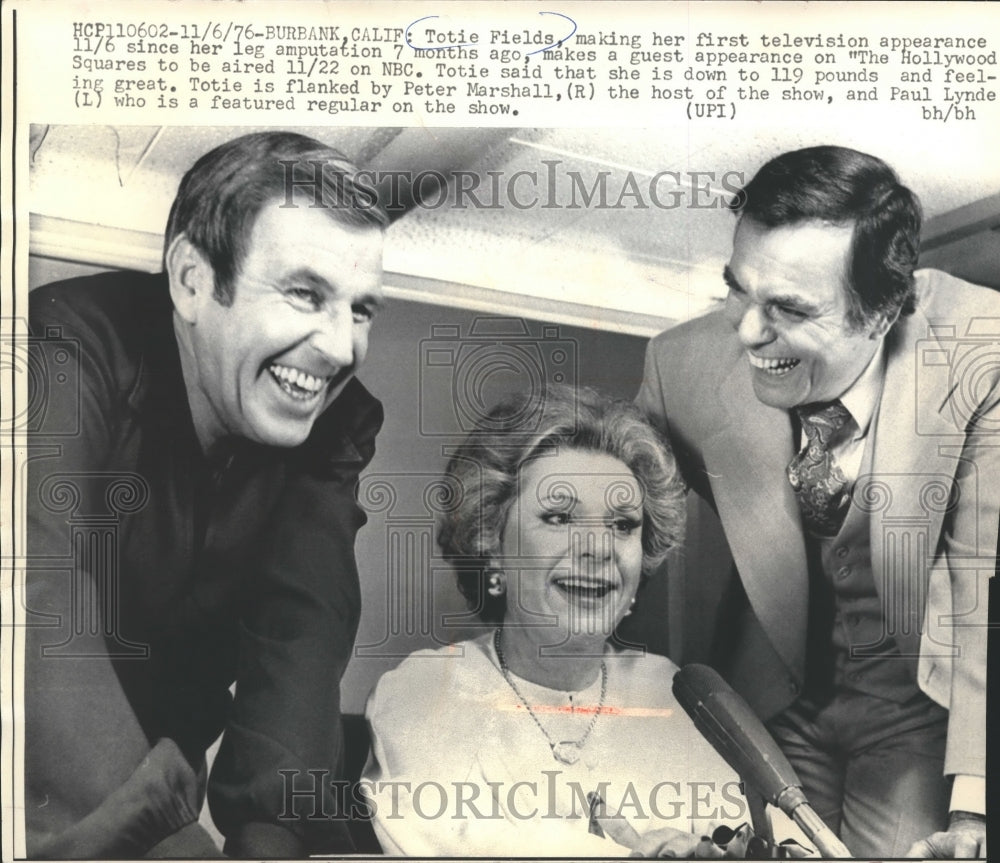 1976 Press Photo Totie Fields, Peter Marshall, Paul Lynde, on NBC-TV, California - Historic Images