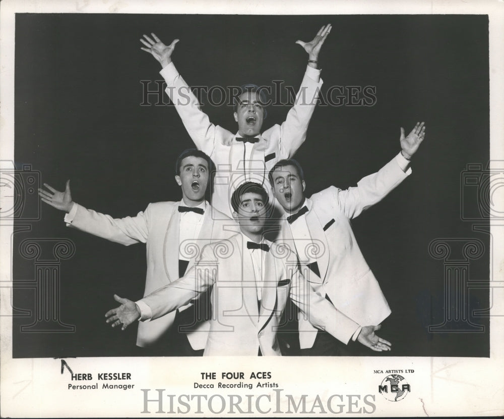 1953 Press Photo The Four Aces, singing group, Decca Recording Artists - Historic Images
