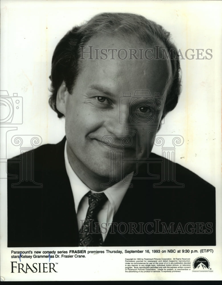 1993 Press Photo Kelsey Grammer stars as Dr. Frasier Crane in "Frasier" - Historic Images