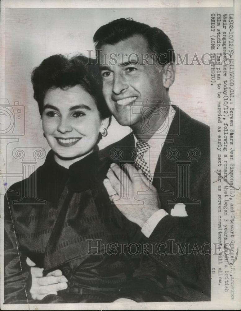 1950 Press Photo Jean Simmons &amp; Stewart Granger announce engagement - mjp14449 - Historic Images