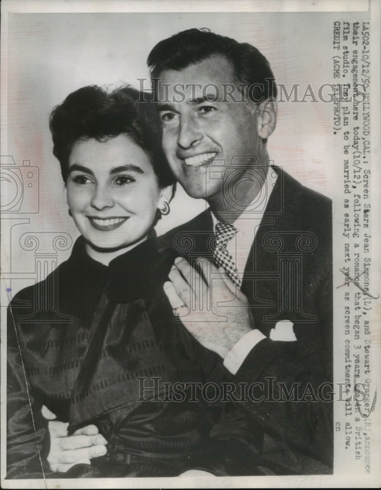 1950 Press Photo Jean Simmons & Stewart Granger announce engagement - mjp14449 - Historic Images