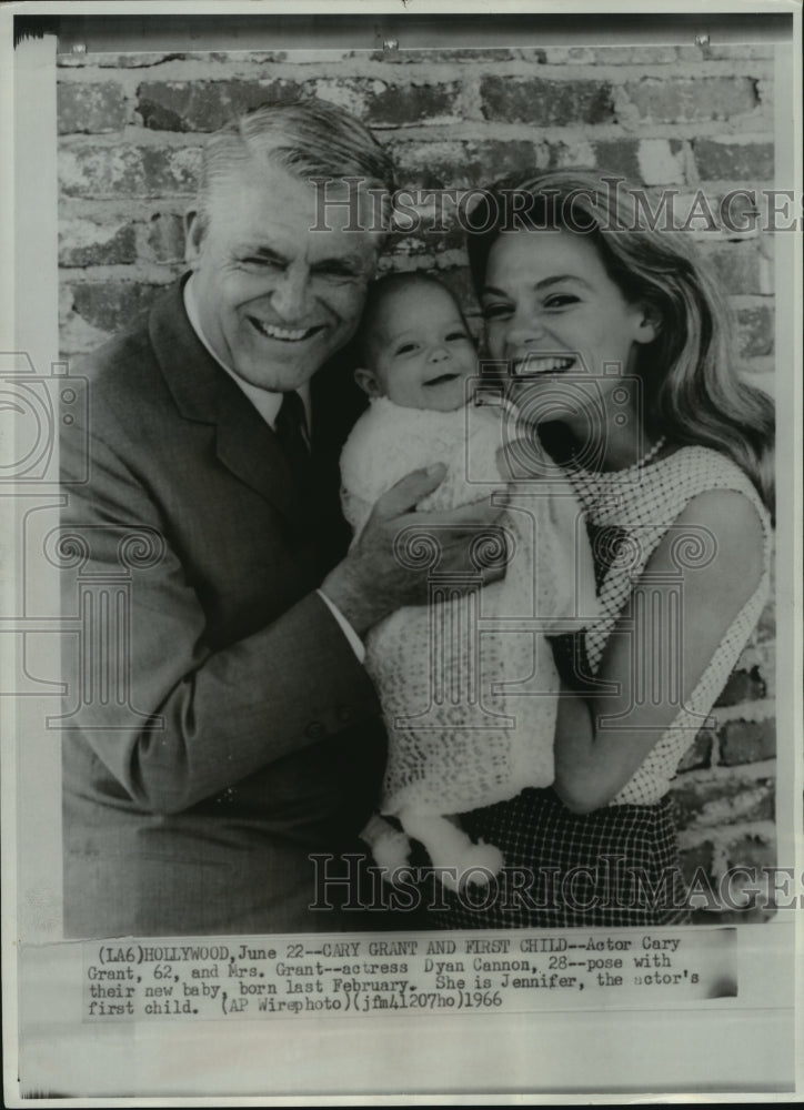 1966, Cary Grant with wife Dyan and daughter Jennifer, Hollywood - Historic Images