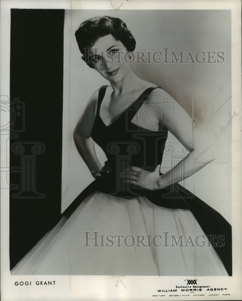 1956 Press Photo Singer Gogi Grant in evening gown - mjp14564 - Historic Images