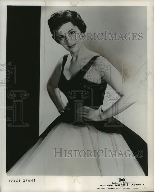 1956 Press Photo Singer Gogi Grant in evening gown - mjp14564 - Historic Images